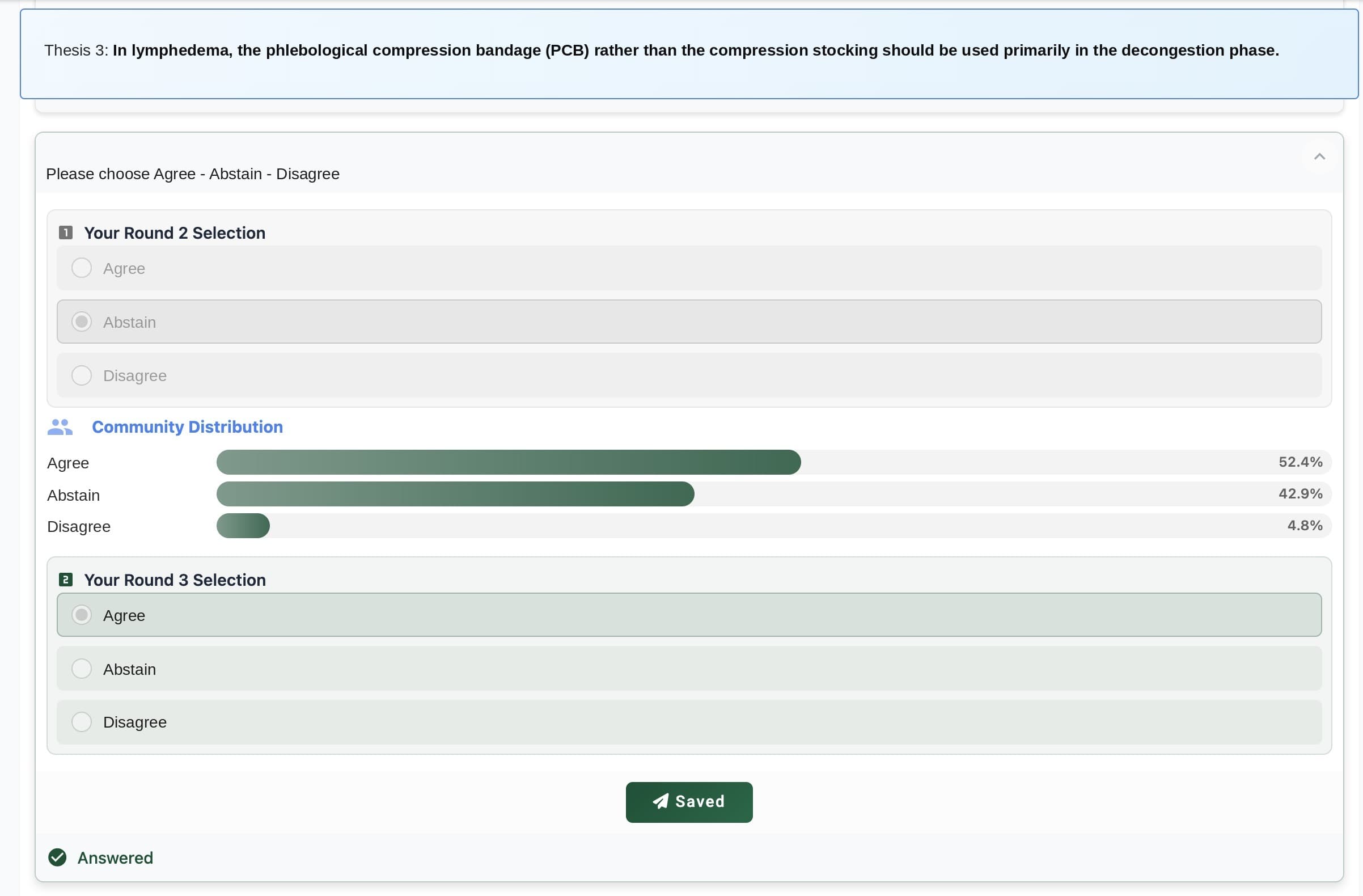 Multi-round view: Round 2 selection, community distribution, Round 3 selection