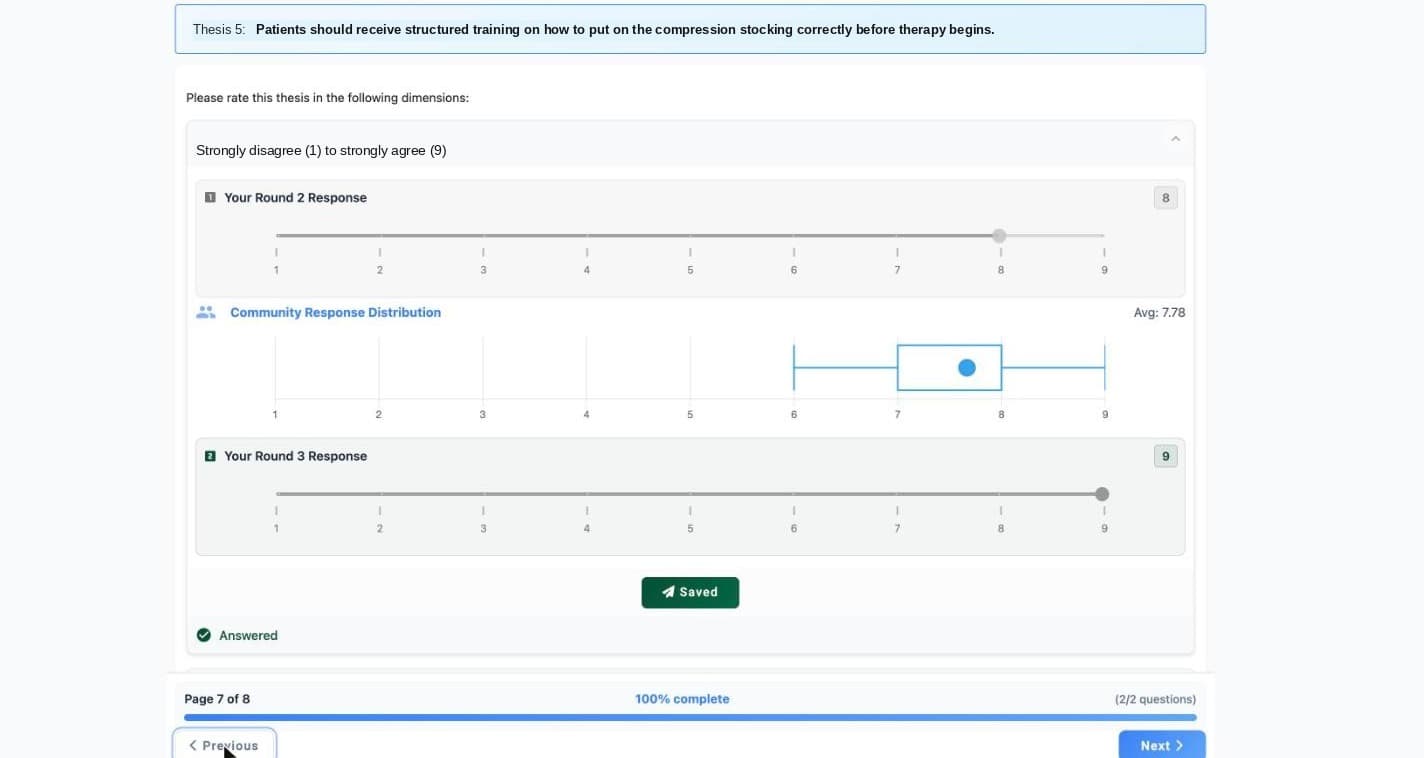 Participant view showing an answer and the aggregated group result